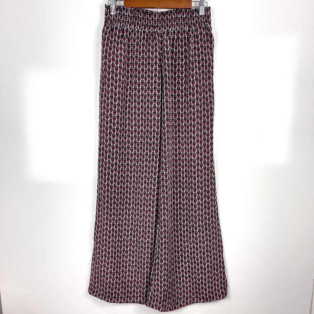 Joie Silk Wide Leg Pants Owl Print Women's Size Small